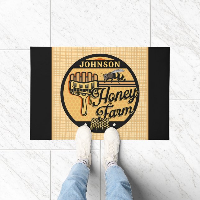 Honey Bee Farm Personalised NAME Sweet Beehive Doormat (Indoor)