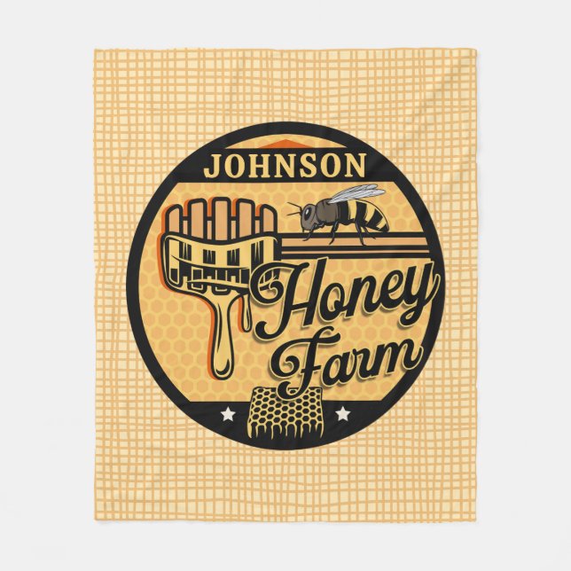 Honey Bee Farm Personalised NAME Sweet Beehive Fleece Blanket (Front)