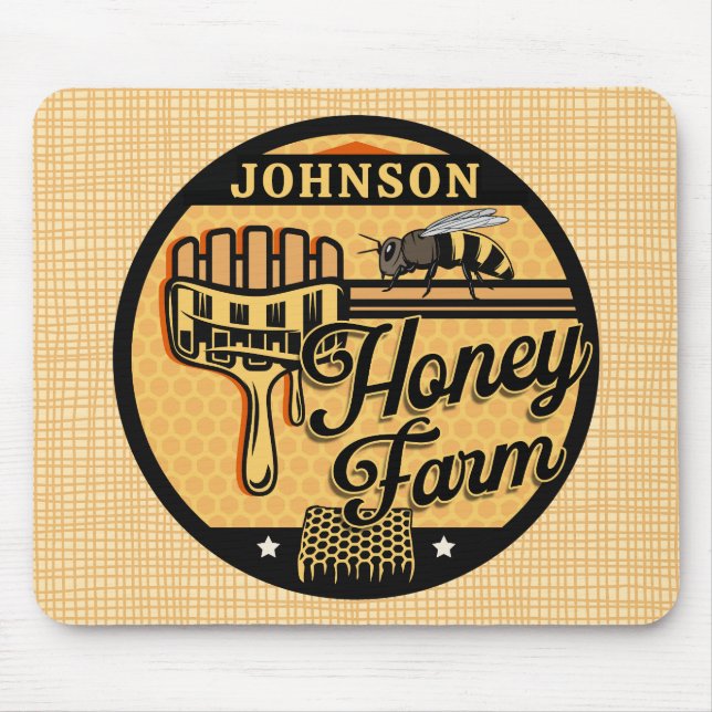 Honey Bee Farm Personalised NAME Sweet Beehive Mouse Mat (Front)