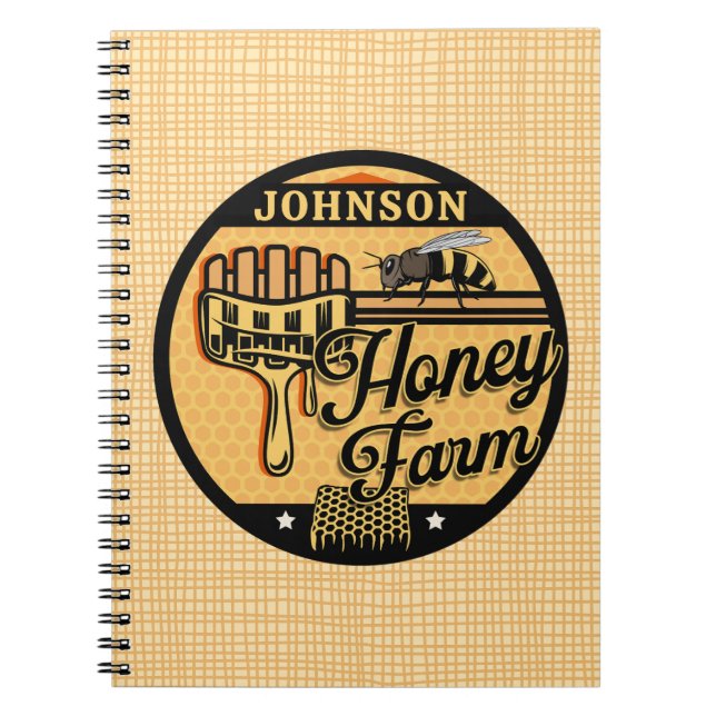Honey Bee Farm Personalised NAME Sweet Beehive Notebook (Front)