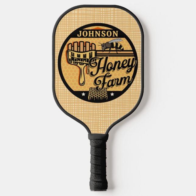 Honey Bee Farm Personalised NAME Sweet Beehive Pickleball Paddle (Front)
