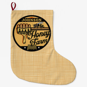 Honey Bee Farm Personalized NAME Sweet Beehive Large Christmas Stocking