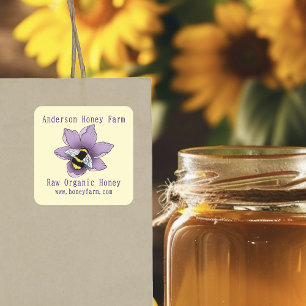 Honey Bee Farm Yellow Lavender Square Sticker