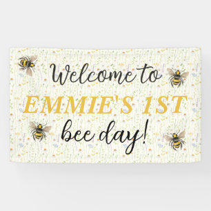 Honey Bee First Birthday Vinyl Banner