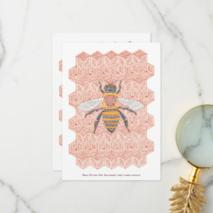 Honey bee flat note card with envelope