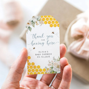 Honey Bee Floral Baby Shower Thank You Gift Tags