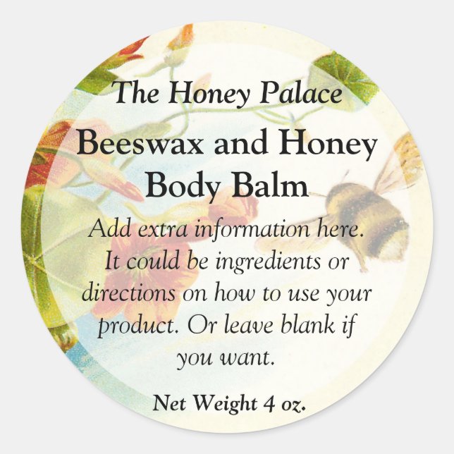 Honey Bee Floral Bath Products Label (Front)