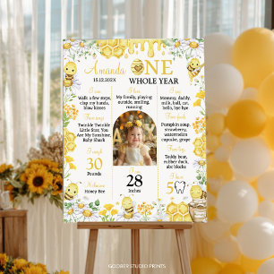 Honey Bee Floral Birthday Photo Milestone Poster