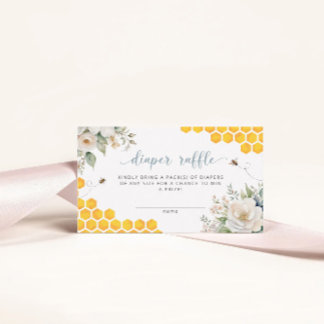 Honey Bee Floral Diaper Raffle  Enclosure Card