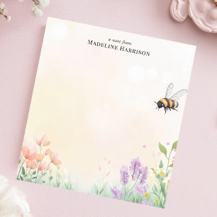 Honey Bee Floral Garden Personalised Name Notepad