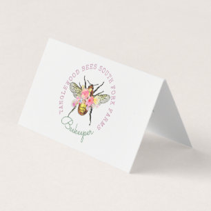 Honey Bee Floral Square Business Card