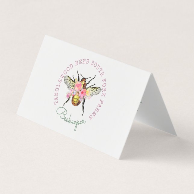 Honey Bee Floral Square Business Card (Front)