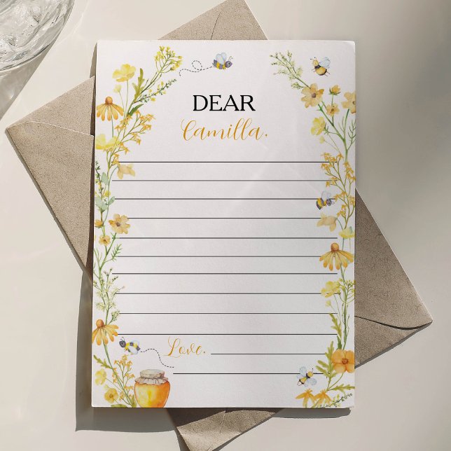Honey Bee Floral Time Capsule Note Message Card (Creator Uploaded)