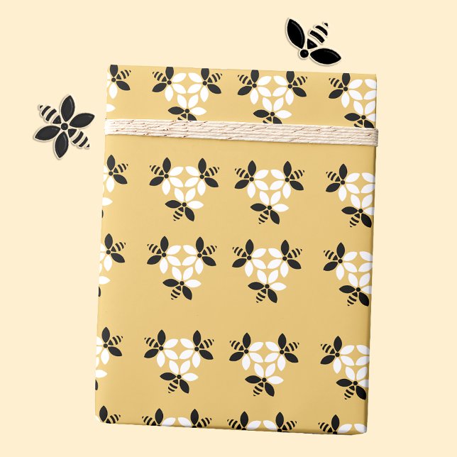Honey Bee Flower Beekeeping Wrapping Paper (Creator Uploaded)