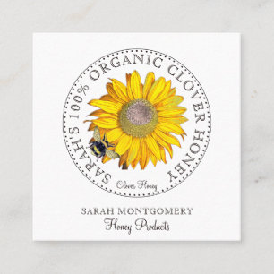 Honey Bee Flower Honey Products  Square Business C Card