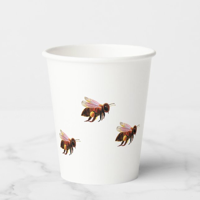 Honey Bee Flying   Paper Cups (Front)