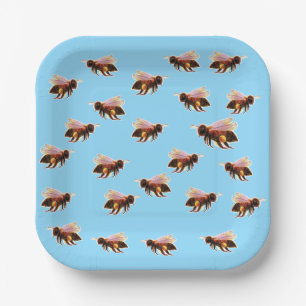 Honey Bee Flying  Paper Plate