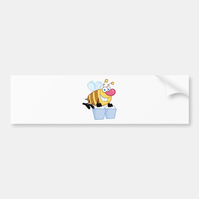 Honey Bee Flying With A Buckets Bumper Sticker (Front)