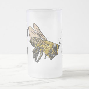Honey Bee Frosted Glass Beer Mug