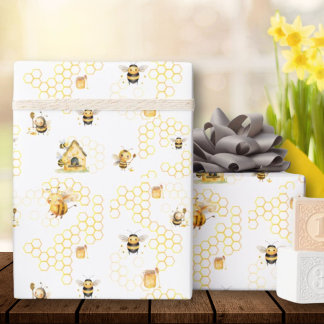 Honey Bee Gender Neutral Baby Shower Wrapping Paper