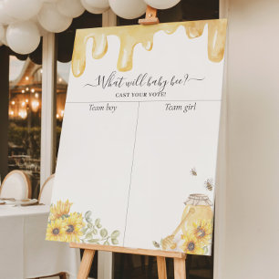 Honey Bee Gender Reveal Voting Sunflower Poster
