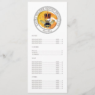 Honey Bee Gold Crown Logo Product Price List Menu