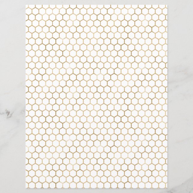 Honey Bee Golden Honeycomb Scrapbook Paper Sheet (Front)