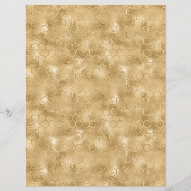 Honey Bee Golden Honeycomb Scrapbook Paper Sheet (Front)