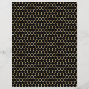 Honey Bee Golden Honeycomb Scrapbook Paper Sheet