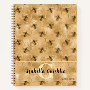 Honey Bee Golden Notebook