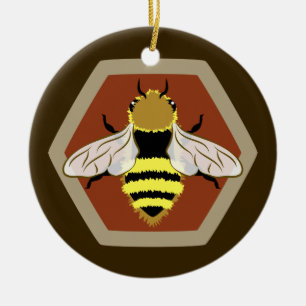 Honey Bee Graphic Ceramic Tree Decoration