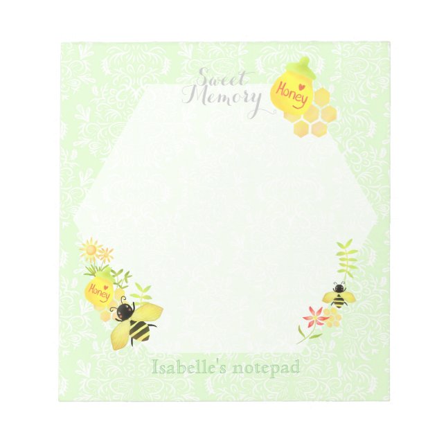 Honey Bee Green Notepad (Front)