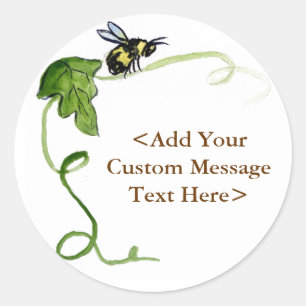 Honey Bee & Green Vine Label Stickers