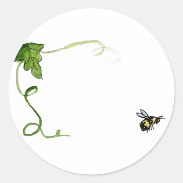 Honey Bee & Green Vine Label Stickers (Front)
