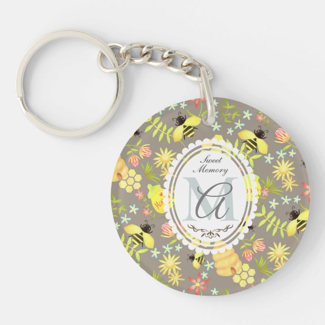 Honey Bee Grey Key Ring (Front)