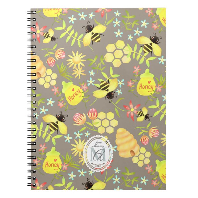 Honey Bee Grey Notebook (Front)
