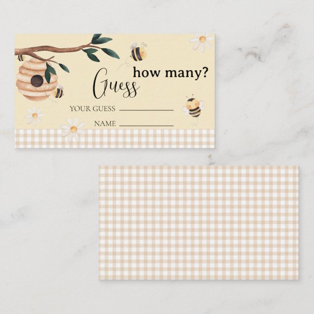 Honey Bee Guess How Many Baby Shower Enclosure Card (Front/Back)