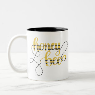 Honey Bee hand lettering Script Two-Tone Coffee Mug