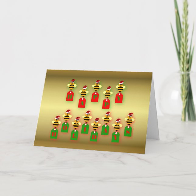 Honey bee happy holidays honey bee apiary buzz holiday card (Front)