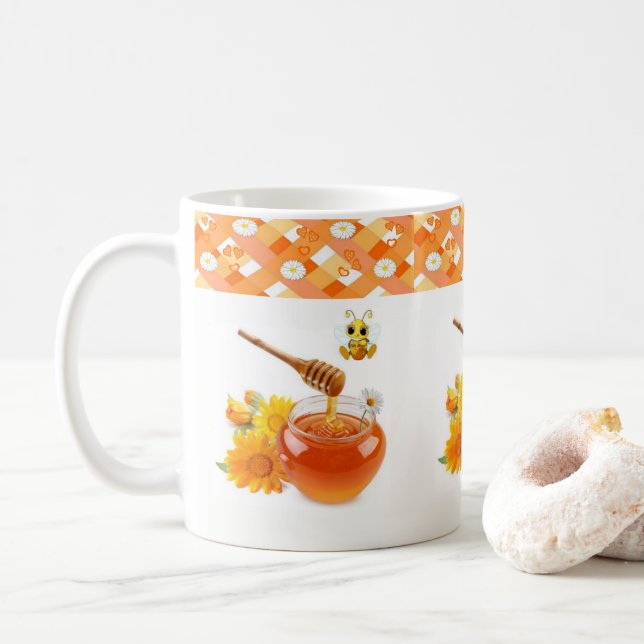 Honey Bee Hearts Mug (With Donut)
