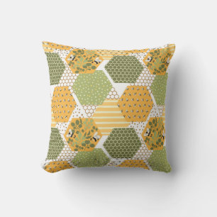 Honey Bee Hexagon Pattern Cushion