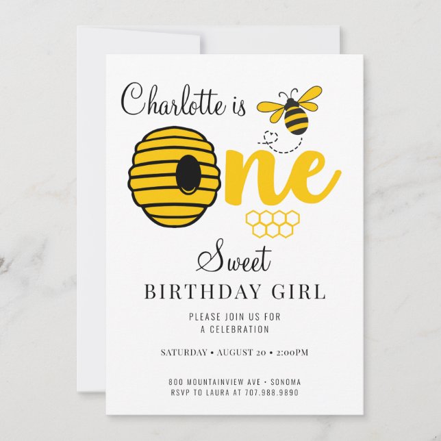 Honey Bee Hive Honey Comb First Birthday Invitatio Invitation (Front)