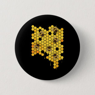 Honey Bee Hive Honeycomb Beekeeping Beekeeper Gift 6 Cm Round Badge