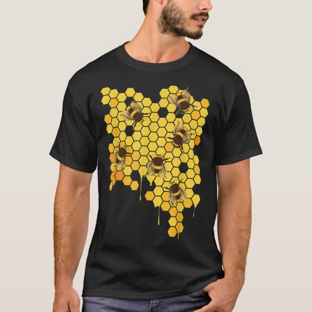 Honey Bee Hive Honeycomb Beekeeping Beekeeper T-Shirt (Front)
