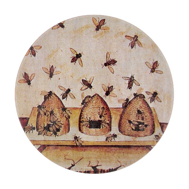 HONEY BEE HIVES Mediaeval Apiary Beekeeper Cutting Board (Front)