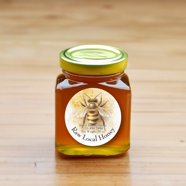 Honey Bee Honey Apiary Business Bottle Label (custom honey jar sticker label
)