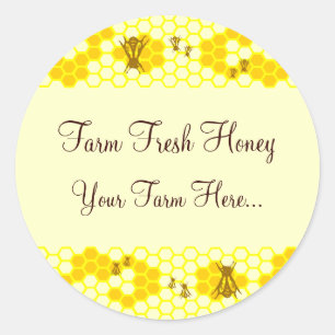 Honey Bee Honeycomb Art Custom Jar Stickers