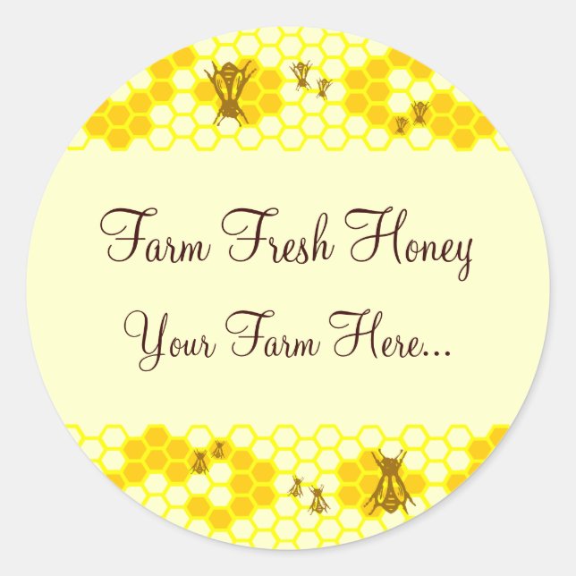 Honey Bee Honeycomb Art Custom Jar Stickers (Front)