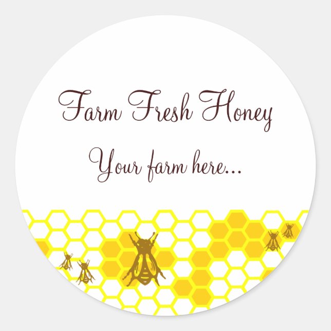 Honey Bee Honeycomb Art Custom Jar Stickers (Front)