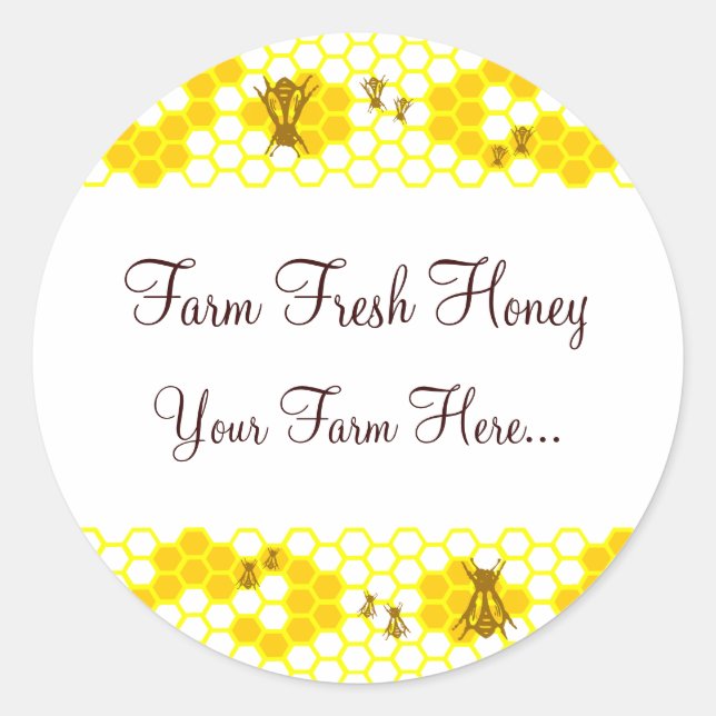 Honey Bee Honeycomb Art Custom Jar Stickers (Front)